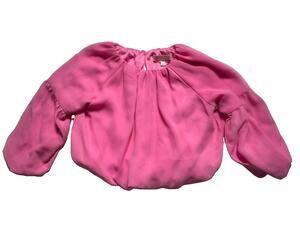 GB Girls Pink Long Sleeve Peasant Blouse Top Size 4 Gathered Neck Polyester